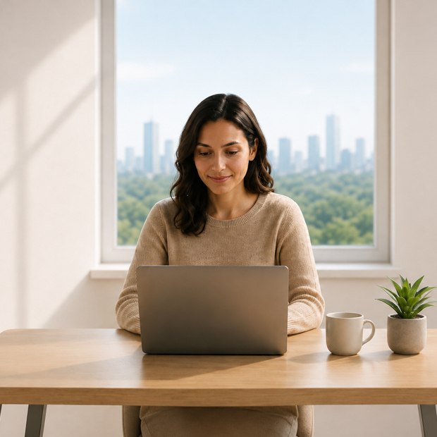 Professional working remotely with secure work from anywhere access