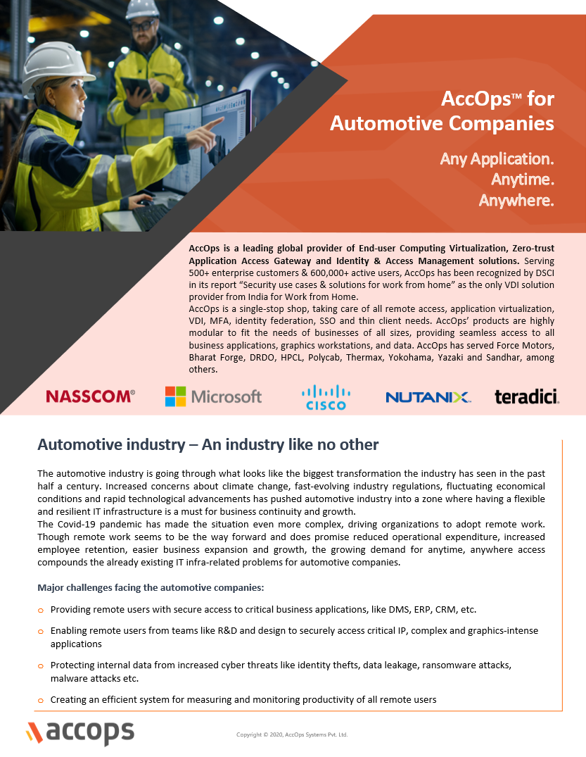Accops Solution for Automotive Companies